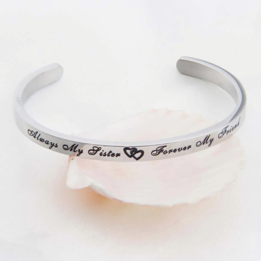 SOLOCUTE 'Always My Sister Forever My Friend' cuff bracelet
